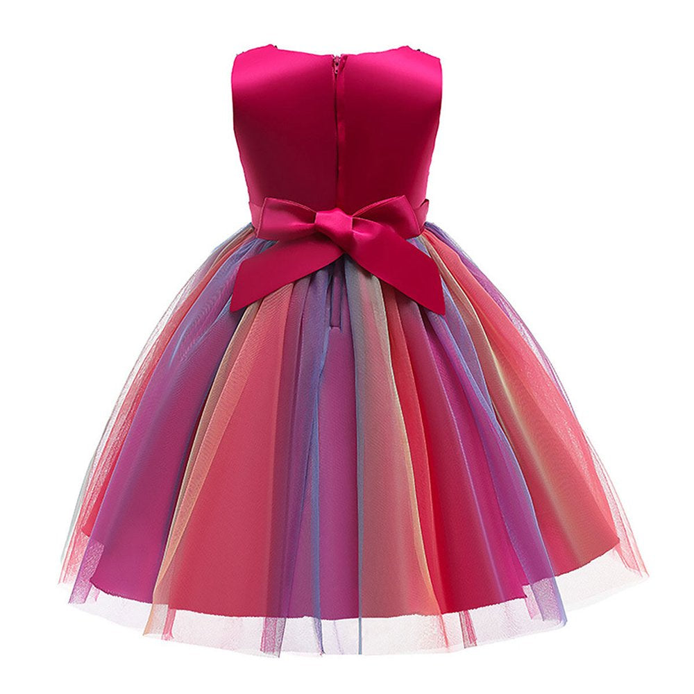 HAWEE Flower Girls Sequin Dress Rainbow Tutu Birthday Party Princess D –  dealwake