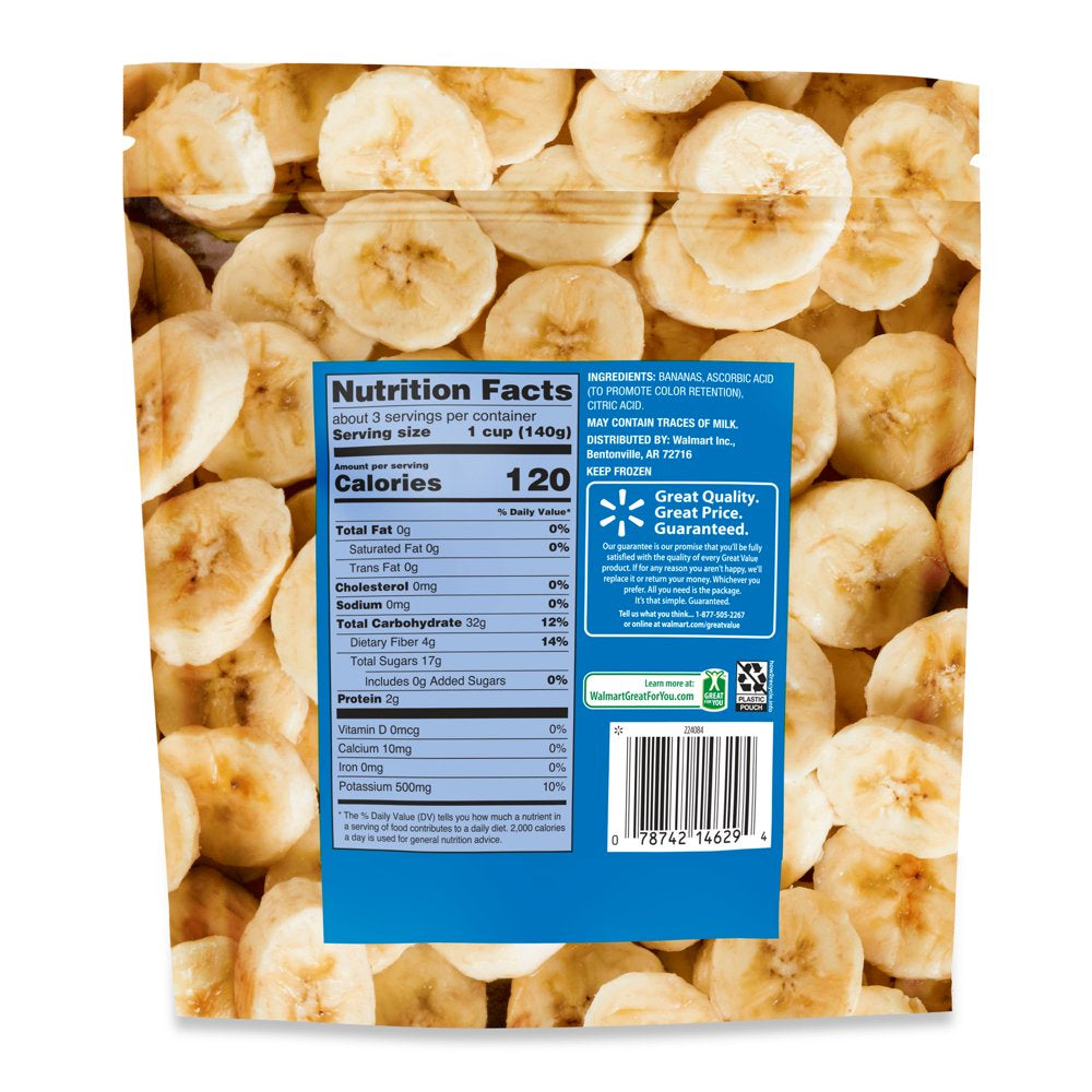 Great Value Sliced Bananas, 16 Oz (Frozen) in Resealable Bag