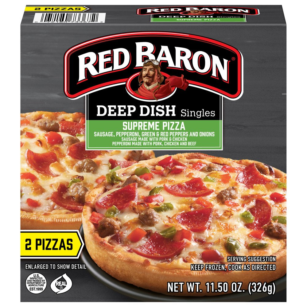 Red Baron Frozen Pizza Deep Dish Singles Supreme, 11.5 Oz