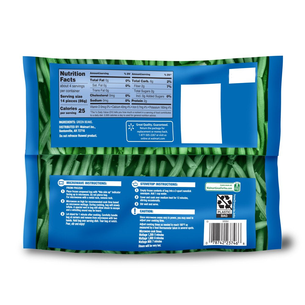 Great Value Steamable Fine Green Beans, Frozen, 12 Oz