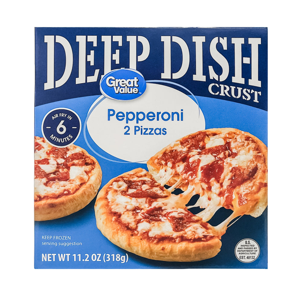 Great Value- Deep Dish Pepperoni Pizza, with a Zesty Tomato Sauce, 2 Count, 11.2Oz (Frozen)