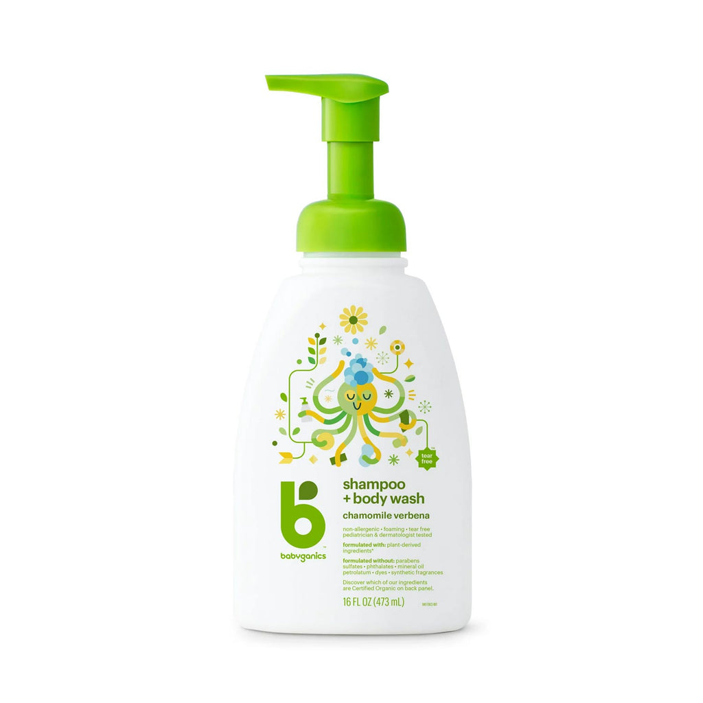 Babyganics Baby Shampoo + Body Wash Pump Bottle, Chamomile Verbena, 16oz