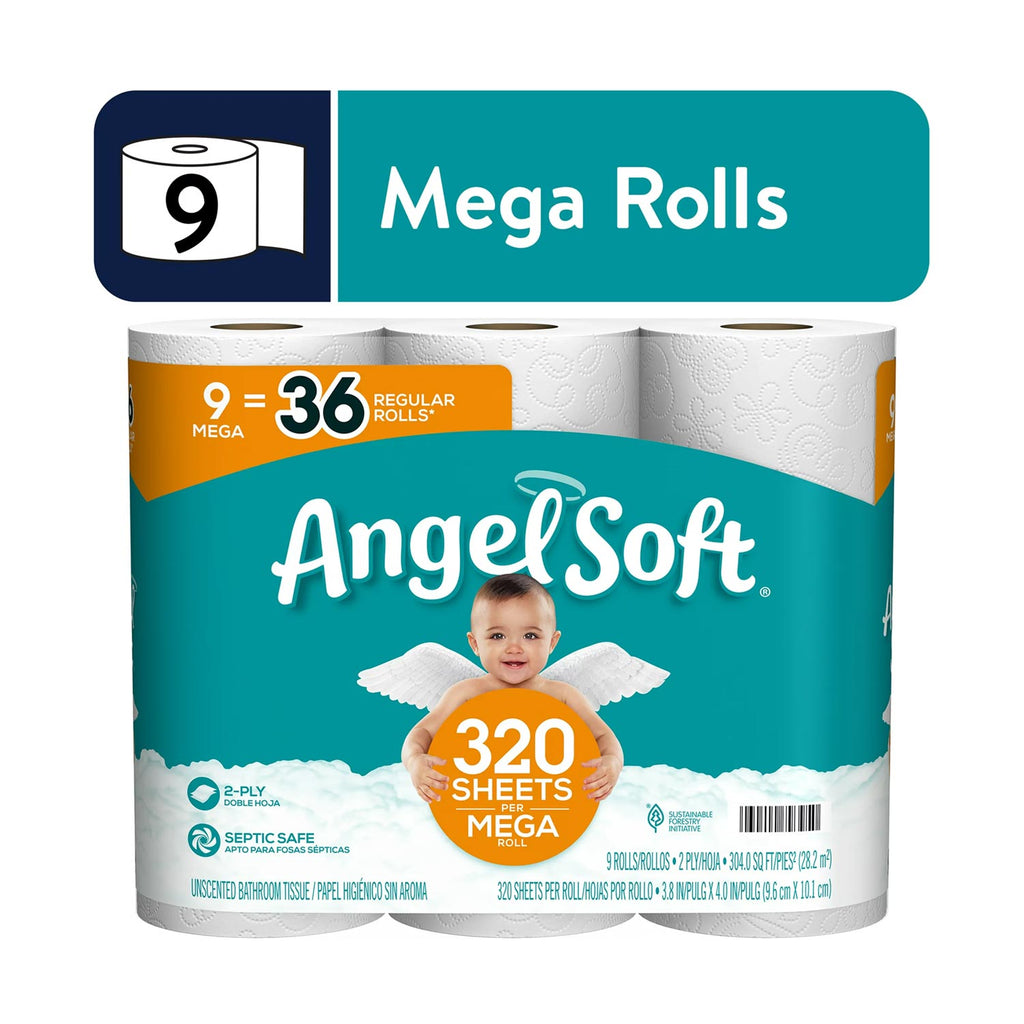 Angel Soft Toilet Paper, 9 Mega Rolls