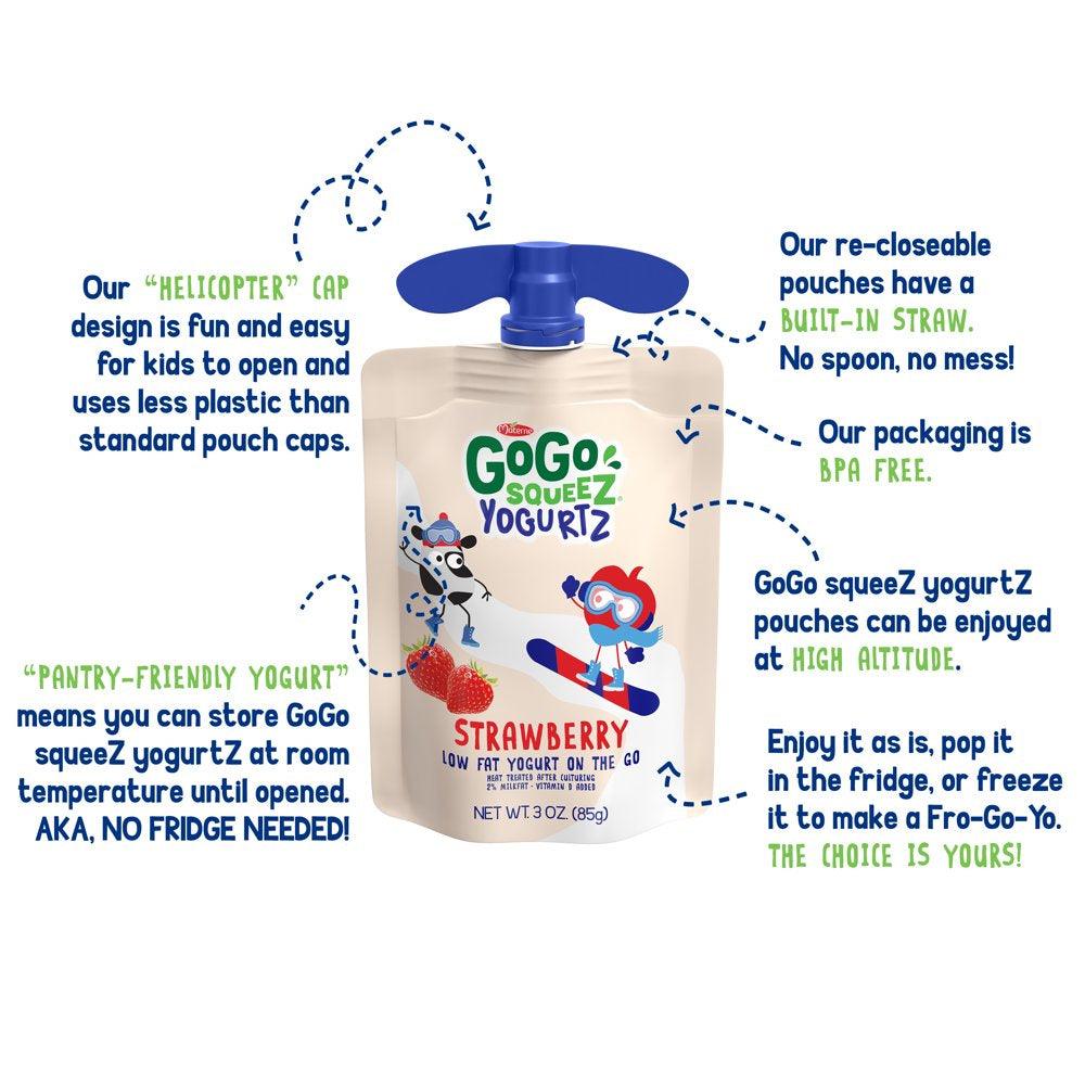 (10 Pack) Gogo Squeez Yogurtz Strawberry Yogurt Snack Pouch, 3 Oz, 10 Pack