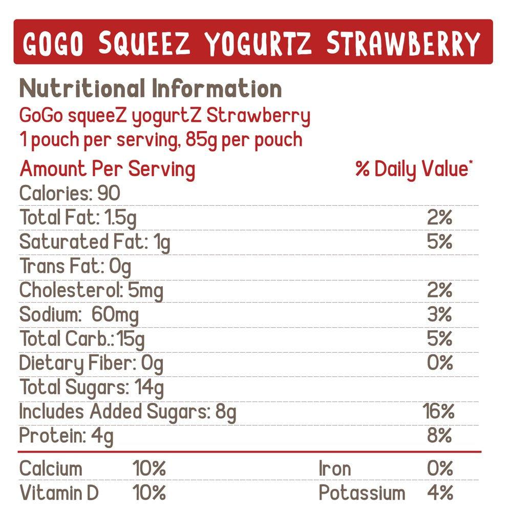 (10 Pack) Gogo Squeez Yogurtz Strawberry Yogurt Snack Pouch, 3 Oz, 10 Pack