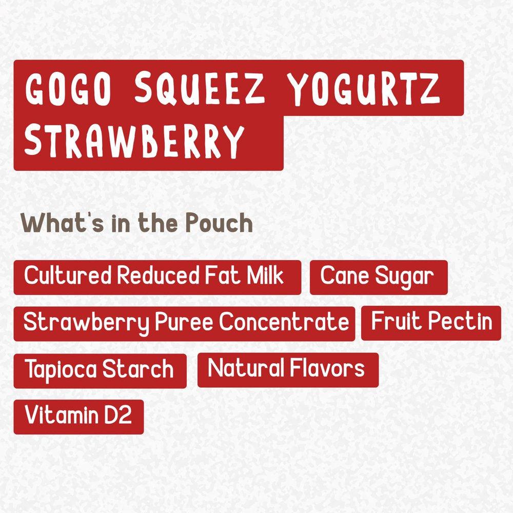 (10 Pack) Gogo Squeez Yogurtz Strawberry Yogurt Snack Pouch, 3 Oz, 10 Pack