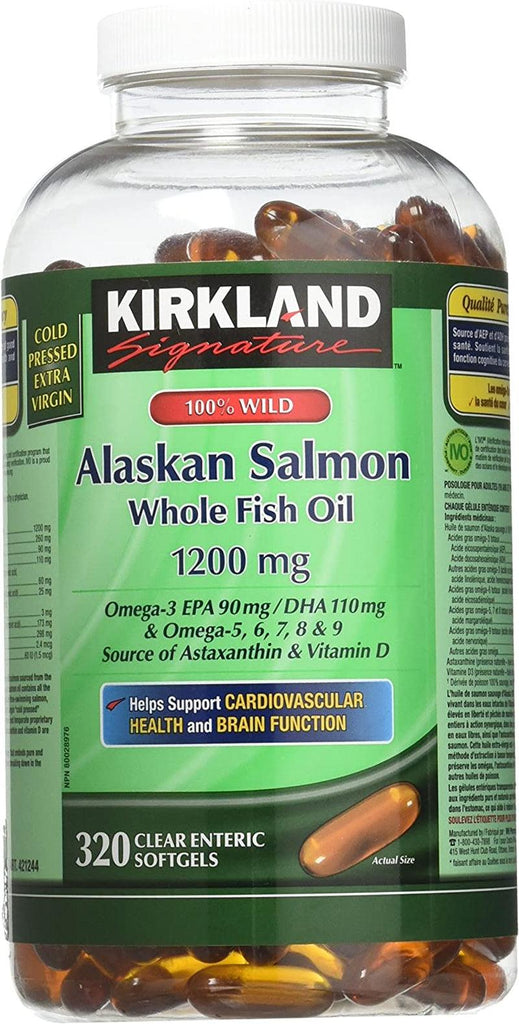 100% Wild Alaskan Salmon Oil 90 EPA 110 DHA 1200Mg - 320 Enteric Coated Softgels