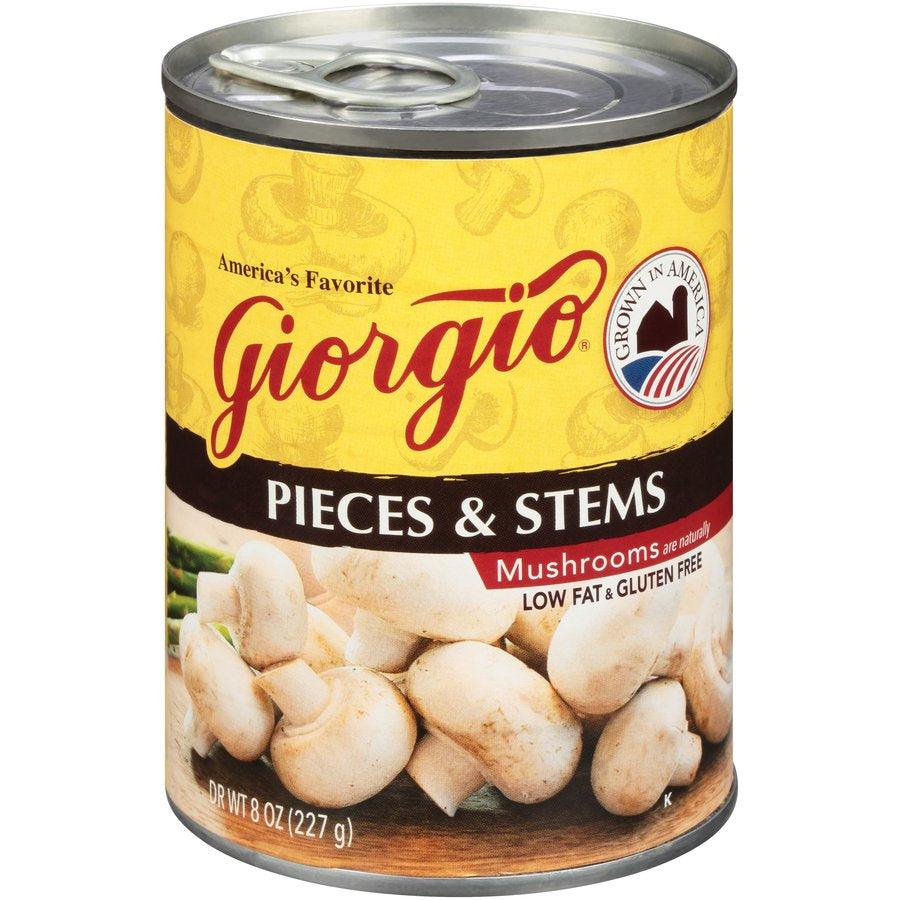 (12 Cans) Giorgio Gluten-Free Mushrooms Pieces & Stems, 8 Oz