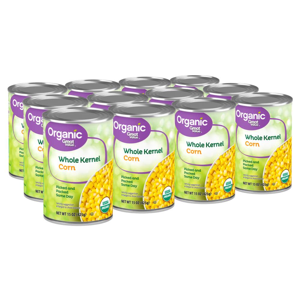 (12 Cans) Great Value Organic Whole Kernel Corn