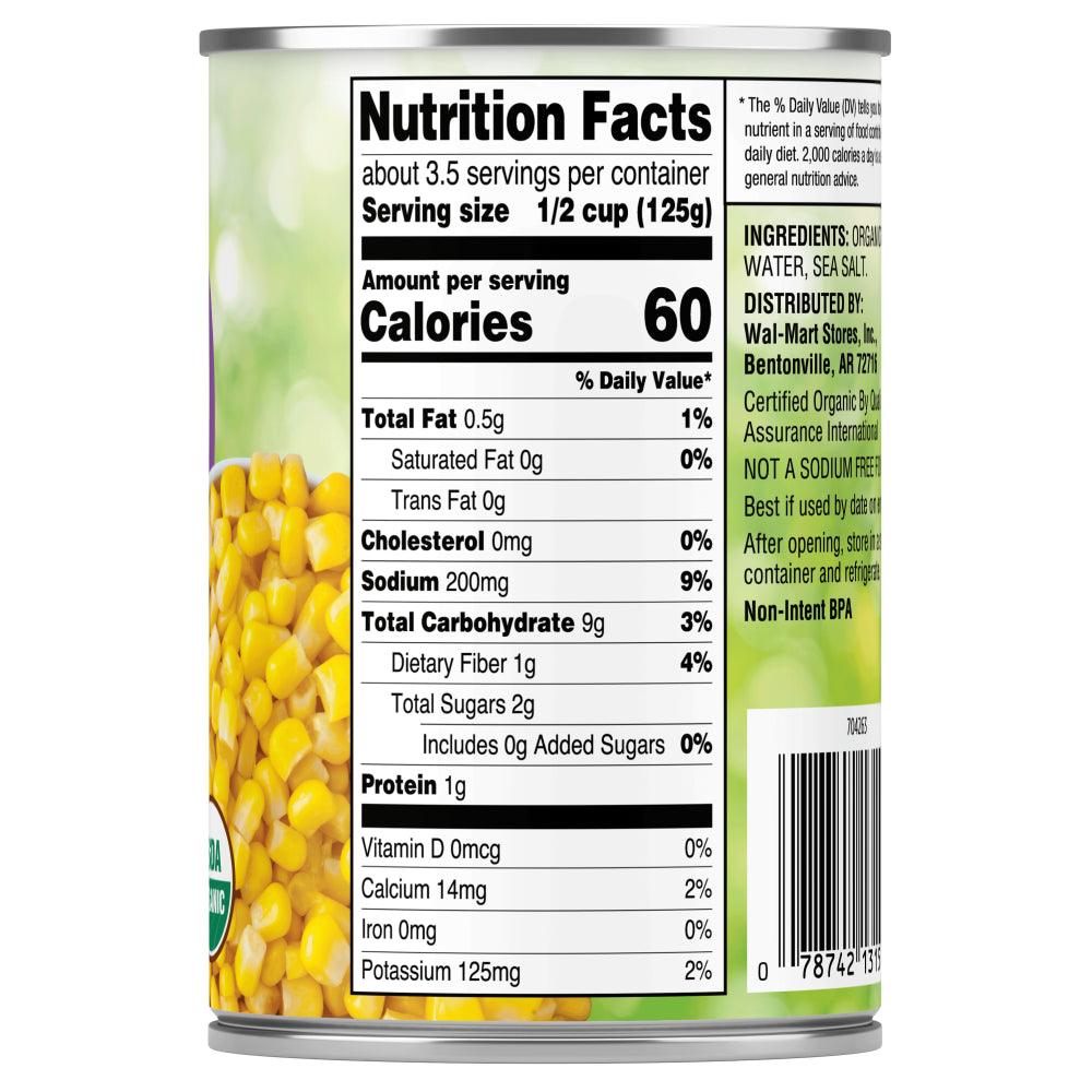 (12 Cans) Great Value Organic Whole Kernel Corn