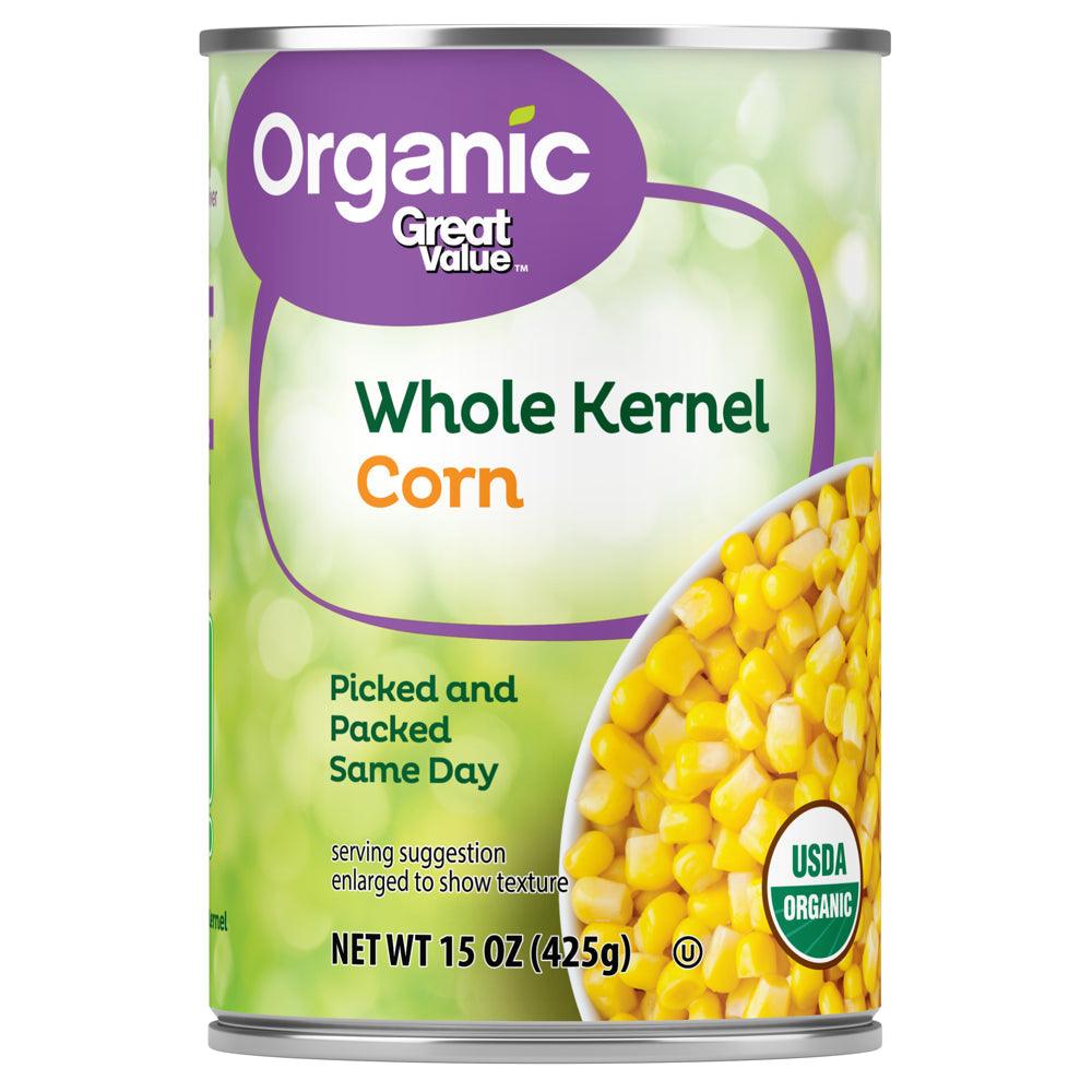 (12 Cans) Great Value Organic Whole Kernel Corn