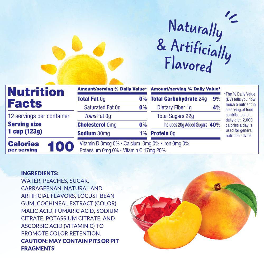 (12 Cups) Dole Fruit Bowls Diced Peaches in Strawberry Gel, 4.3 Oz