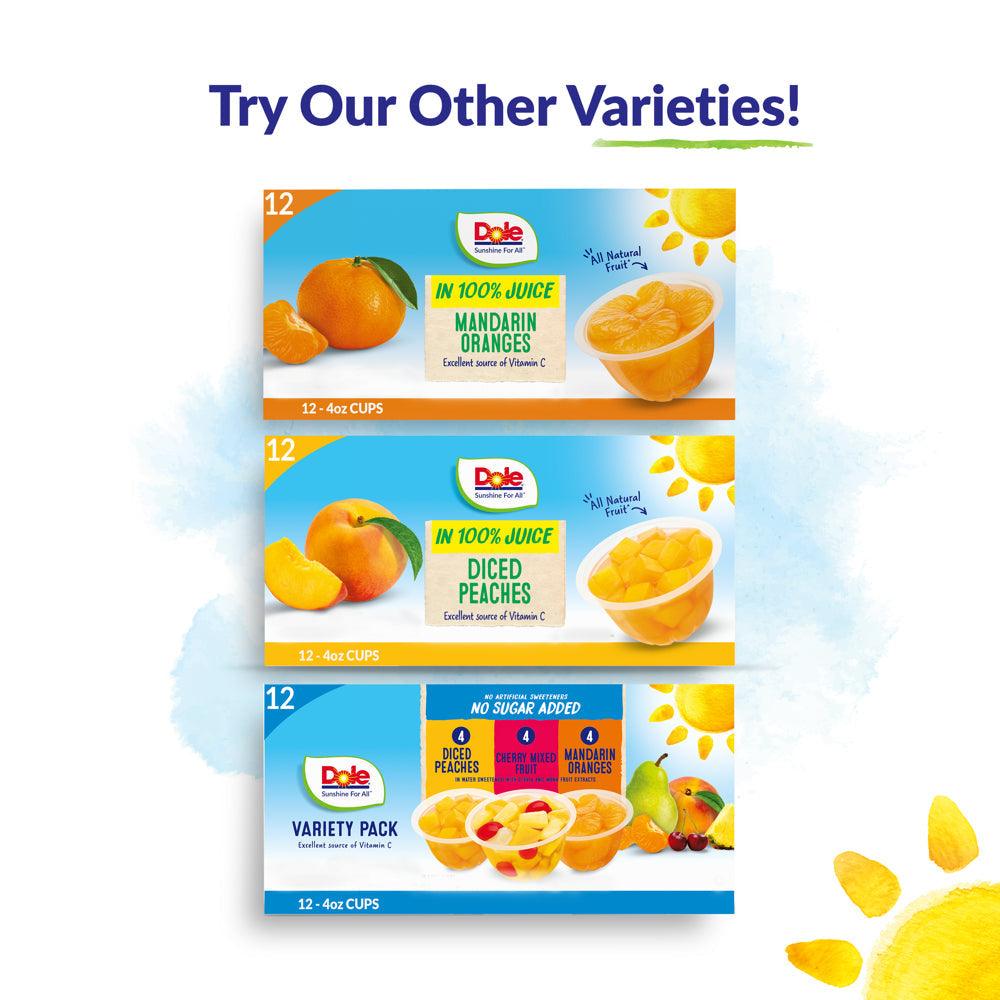 (12 Cups) Dole Fruit Bowls Diced Peaches in Strawberry Gel, 4.3 Oz