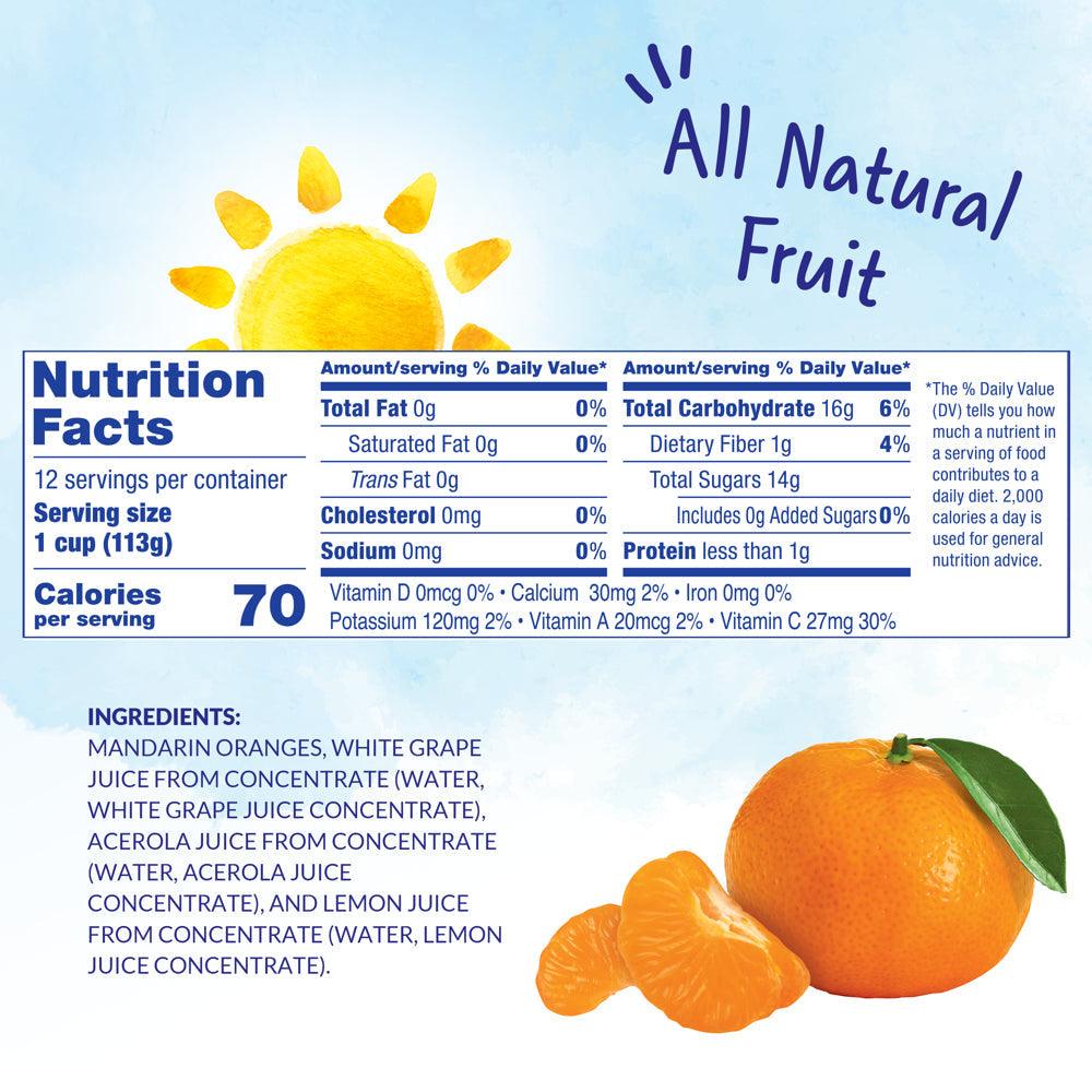 (12 Cups) Dole Fruit Bowls Mandarin Oranges in 100% Fruit Juice, 4 Oz