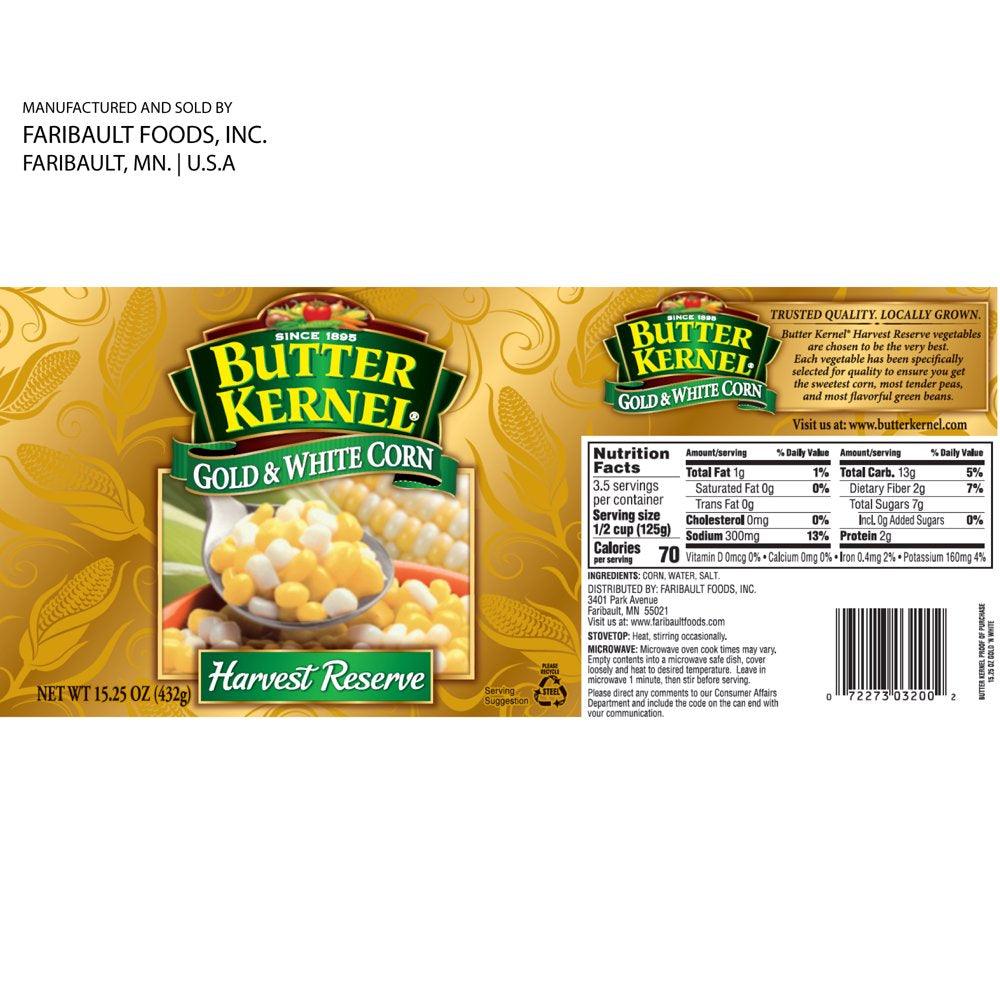 (12 Pack) Butter Kernel - Canned Corn, Gold and White Corn, 15 Ounce Can, New