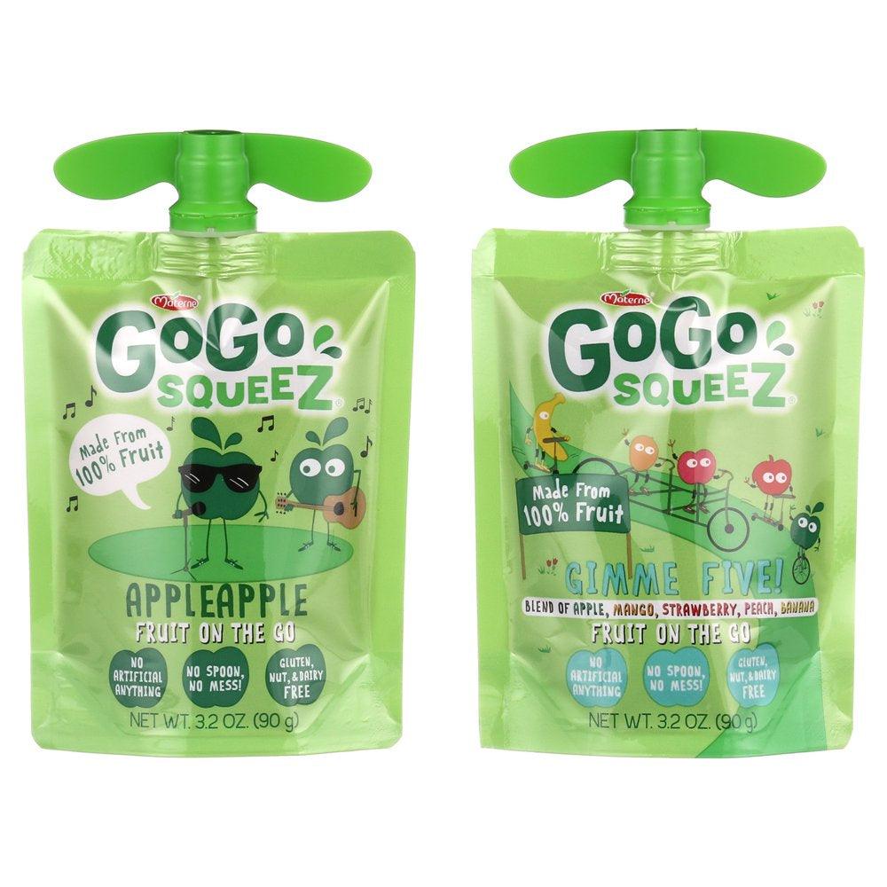 (12 Pack) Gogo Squeez Apple Apple and Gimme 5 Applesauce Pouch, 3.2 Oz, 12 Pack