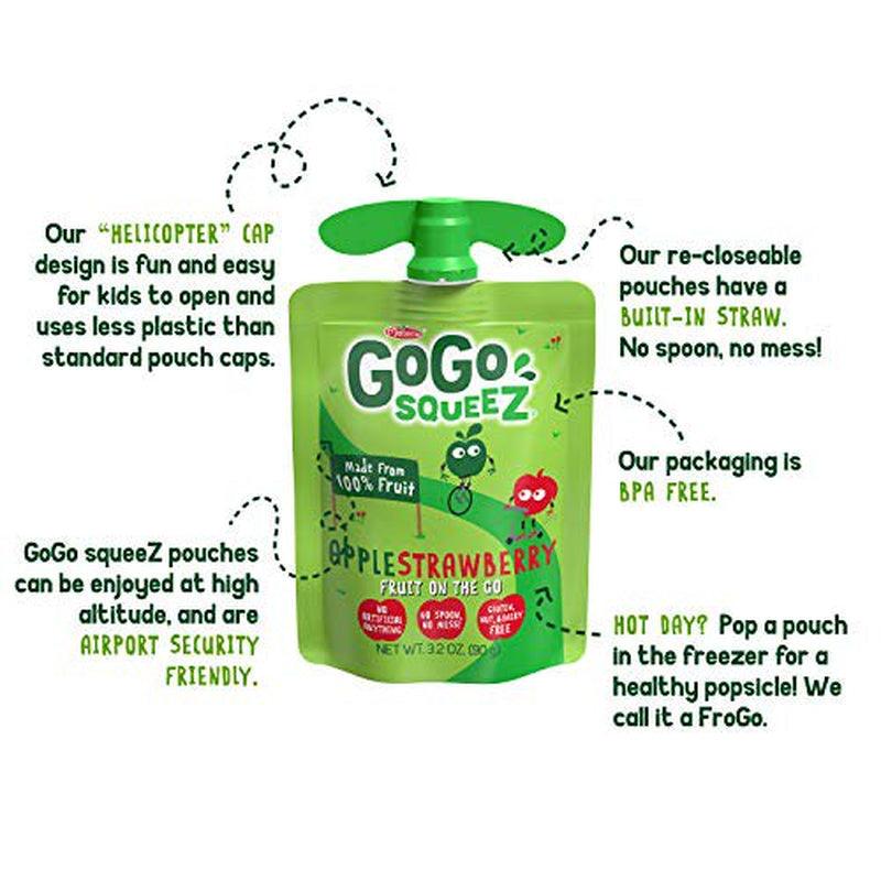 (12 Pack) Gogo Squeez Apple Strawberry Applesauce Snack Pouch, 3.2 Oz, 12 Pack