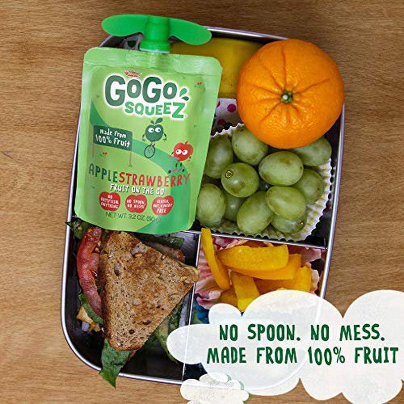 (12 Pack) Gogo Squeez Apple Strawberry Applesauce Snack Pouch, 3.2 Oz, 12 Pack