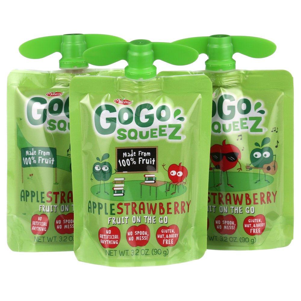 (12 Pack) Gogo Squeez Apple Strawberry Applesauce Snack Pouch, 3.2 Oz, 12 Pack