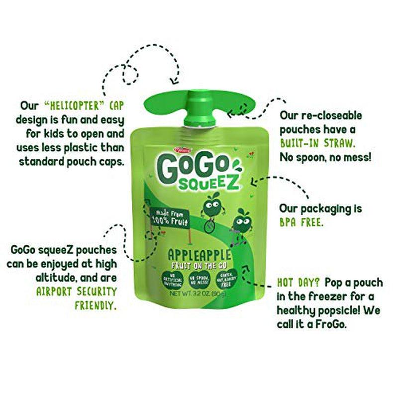 (12 Pack) Gogo Squeez Applesauce Apple Apple Snack Pouch, 3.2 Oz