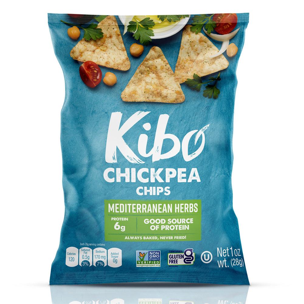 12-Pack Mediterranean Herbs Chickpea Chips | Gluten-Free, Preservative-Free & Healthy for You, High Protein, Non-Gmo, Vegan Snacks | Kibo Foods