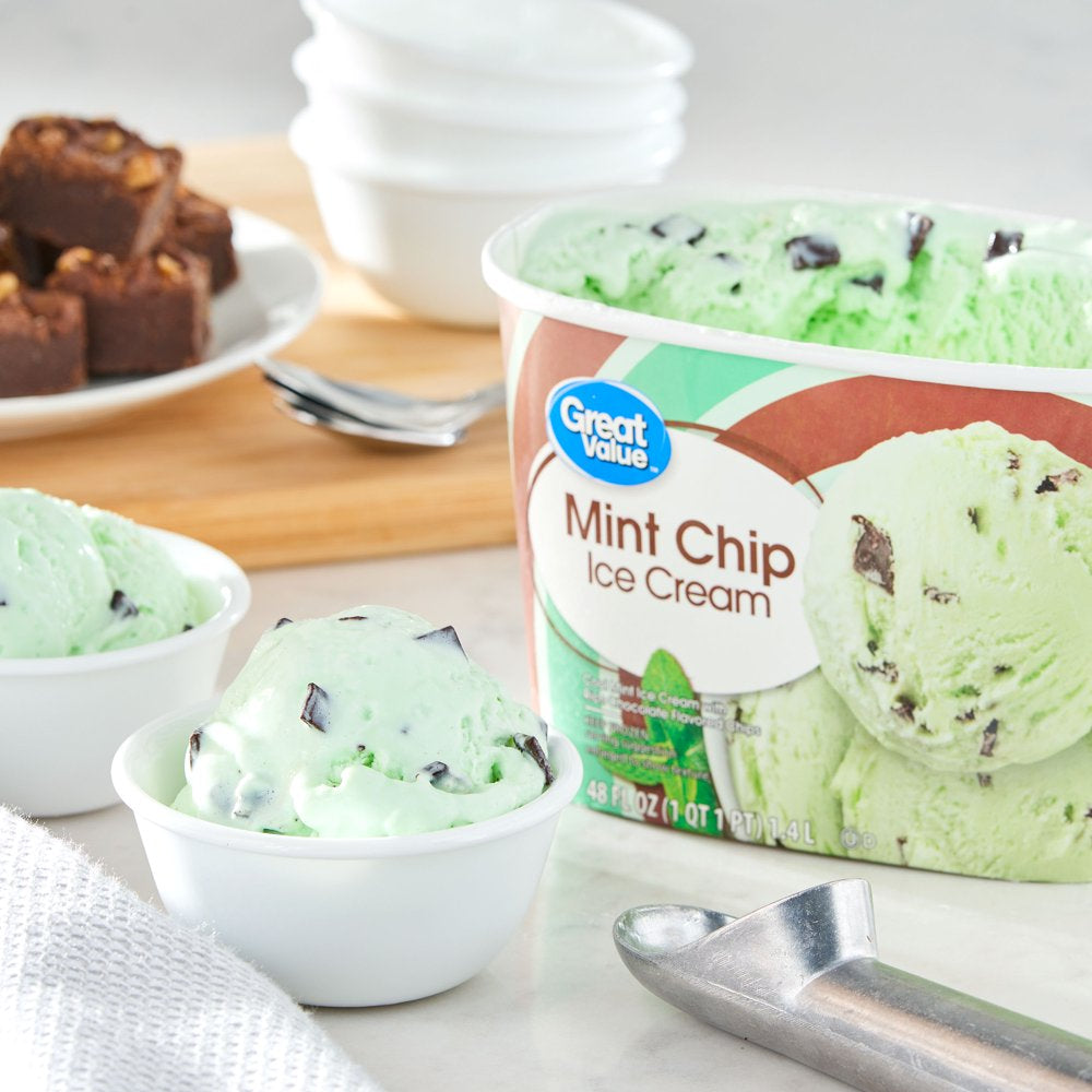 Great Value Mint Chip Ice Cream, 48 Fl Oz