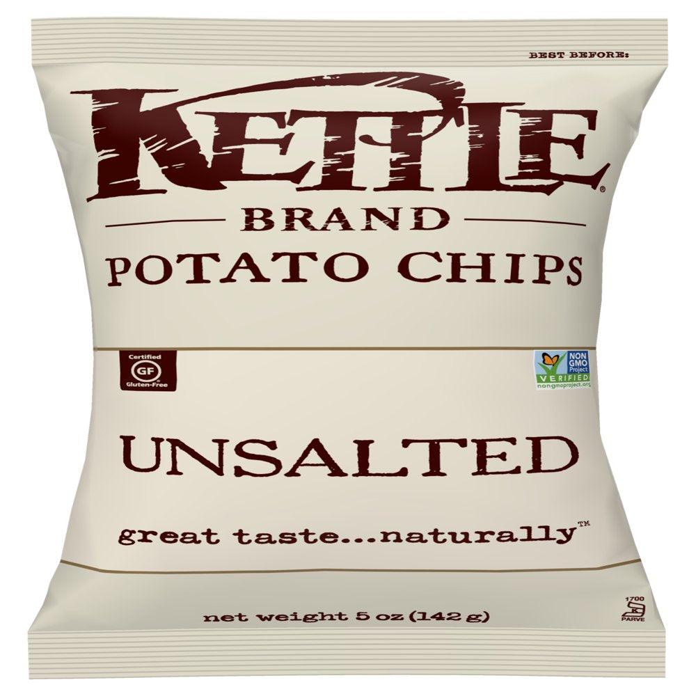 (15 Pack) Potato Chips, Unsalted Kettle Chips, 5Oz