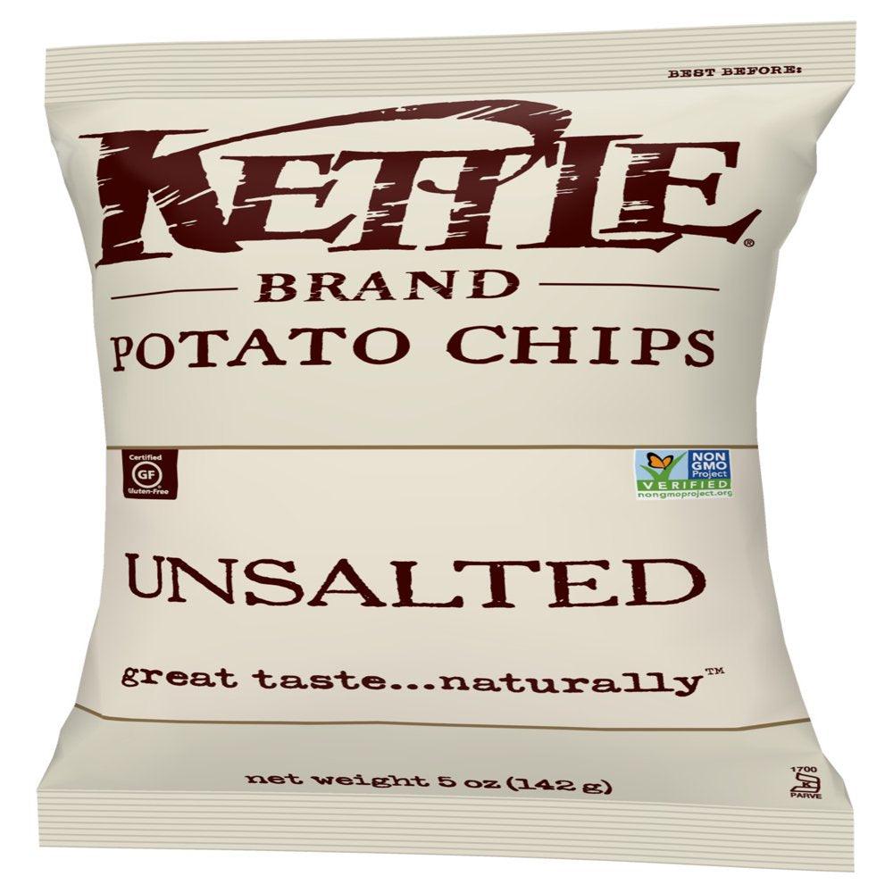 (15 Pack) Potato Chips, Unsalted Kettle Chips, 5Oz