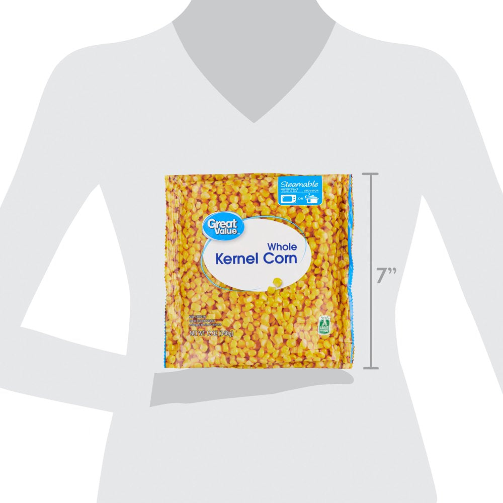 Great Value Frozen Whole Kernel Corn, 12 Oz Steamable Bag