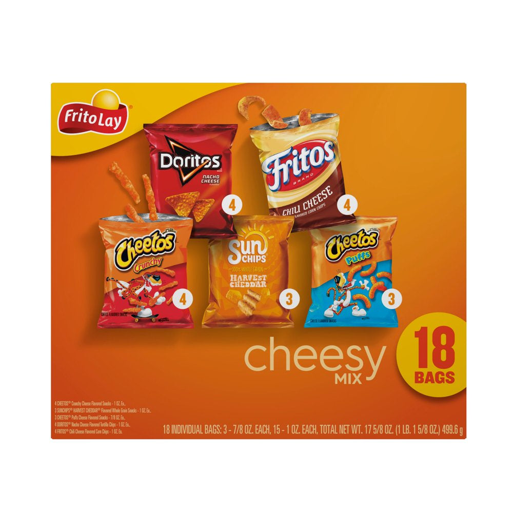 Frito-Lay Cheesy Snack Chips Variety Pack, 18 Count Multipack