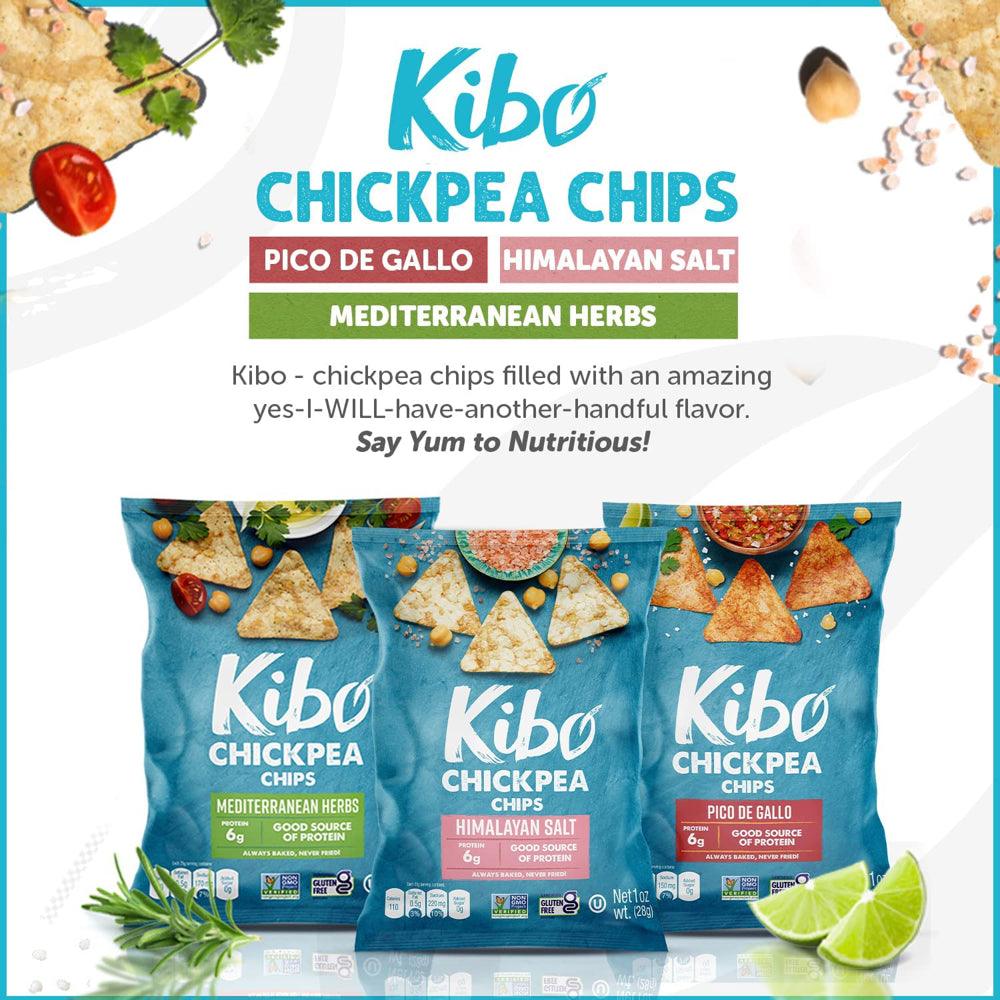 18-Pack Kibo Foods Chickpea Chips Super Snack Set (Himalayan Salt, Mediterranean Herbs, Pico De Gallo)| Gluten Free, Plant-Based, High Protein, Vegan Snacks, Non-Gmo, Kosher 1Oz Bags| Kibo Foods