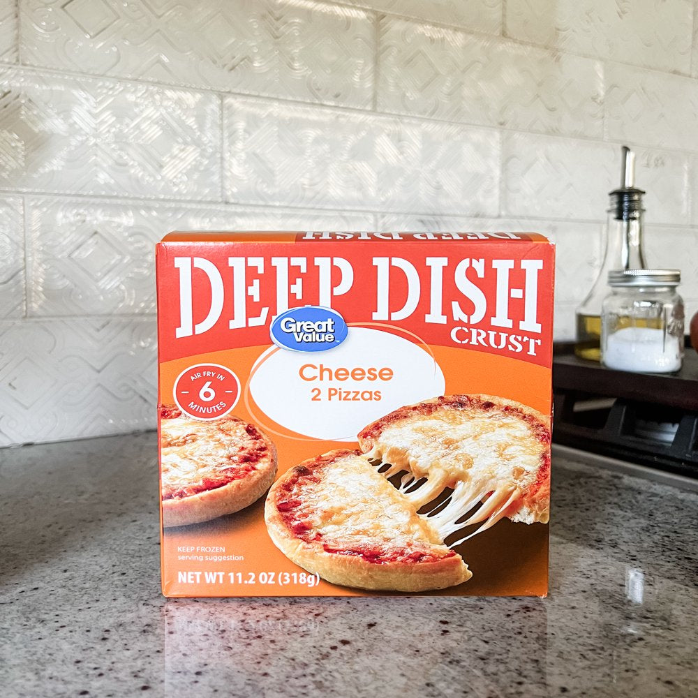 Great Value- Deep Dish Cheese Pizza with Zesty Tomato Sauce, 2 Count, 11.2Oz (Frozen)