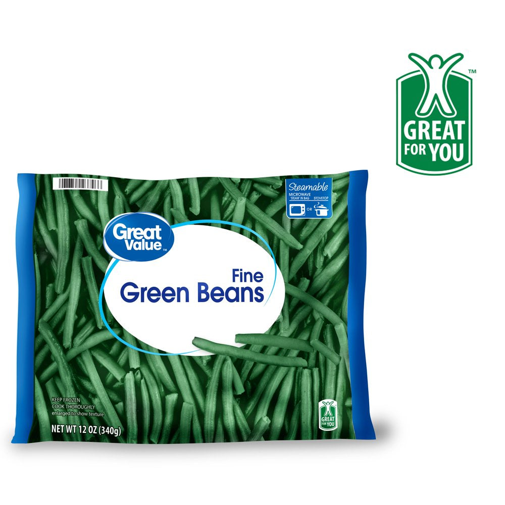 Great Value Steamable Fine Green Beans, Frozen, 12 Oz