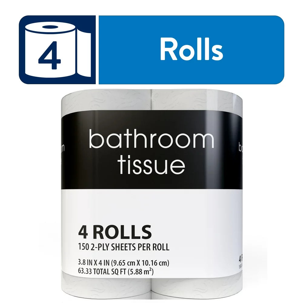 Toilet Paper, 4 Rolls, 150 2-Ply Sheets per Roll