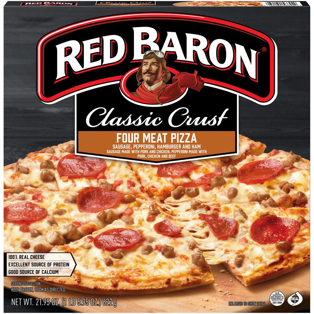 Red Baron Frozen Pizza Classic Crust Four Meat, 21.95 Oz