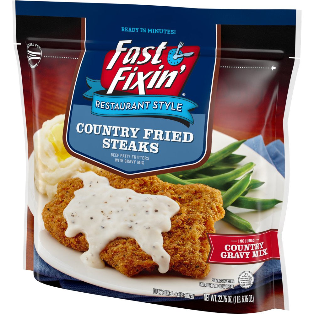 Fast Fixin' Restaurant Style Country Fried Steak with Gravy, 1.4 Lb Bag (Frozen)