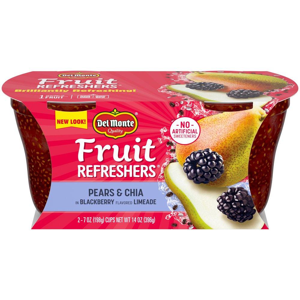 (2 Cups) Del Monte Fruit & Chia Pear & Blackberry Fruit Cups, 7 Oz