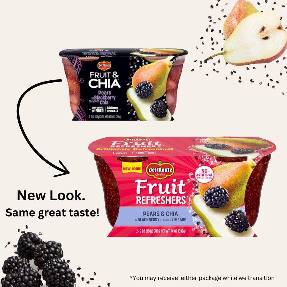 (2 Cups) Del Monte Fruit & Chia Pear & Blackberry Fruit Cups, 7 Oz