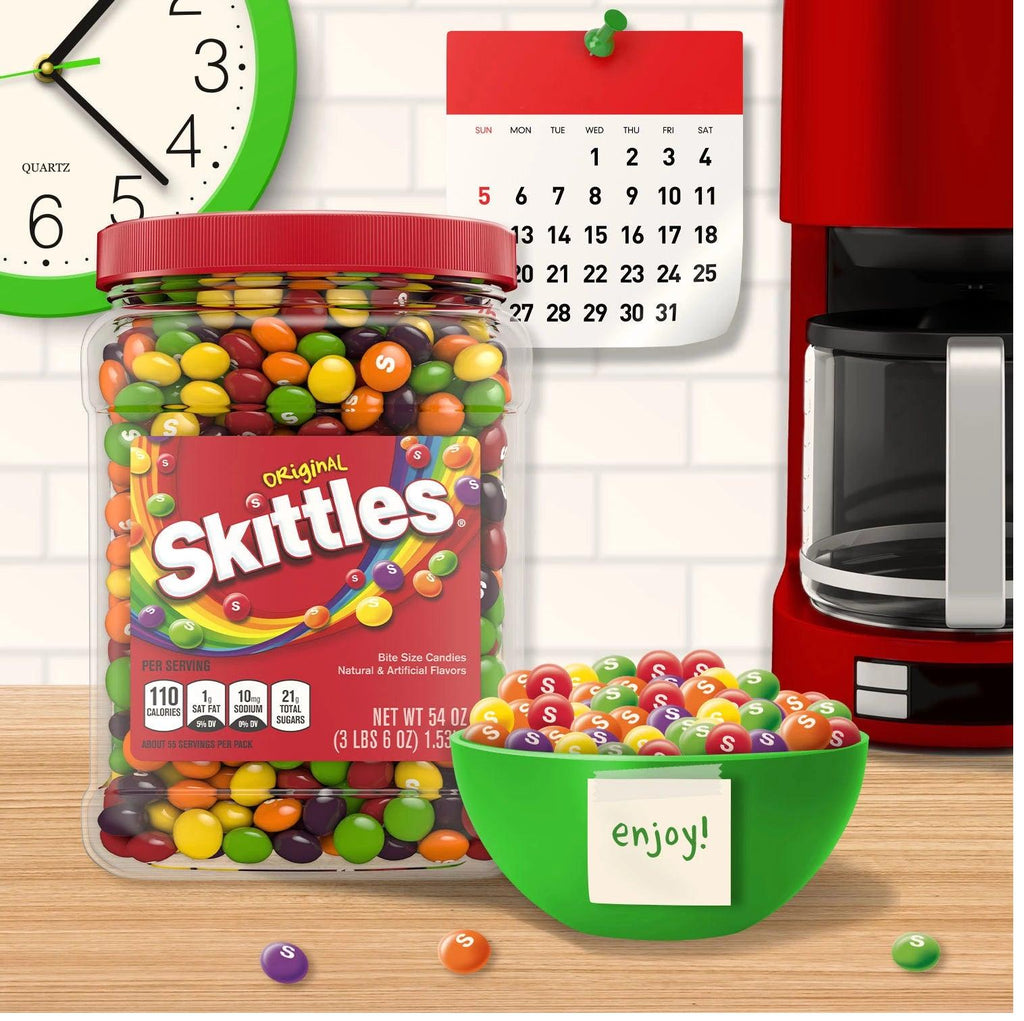 2 Jars Skittles Original Fruity Candy Jar Bite Size Candies 54 Oz Each Jar