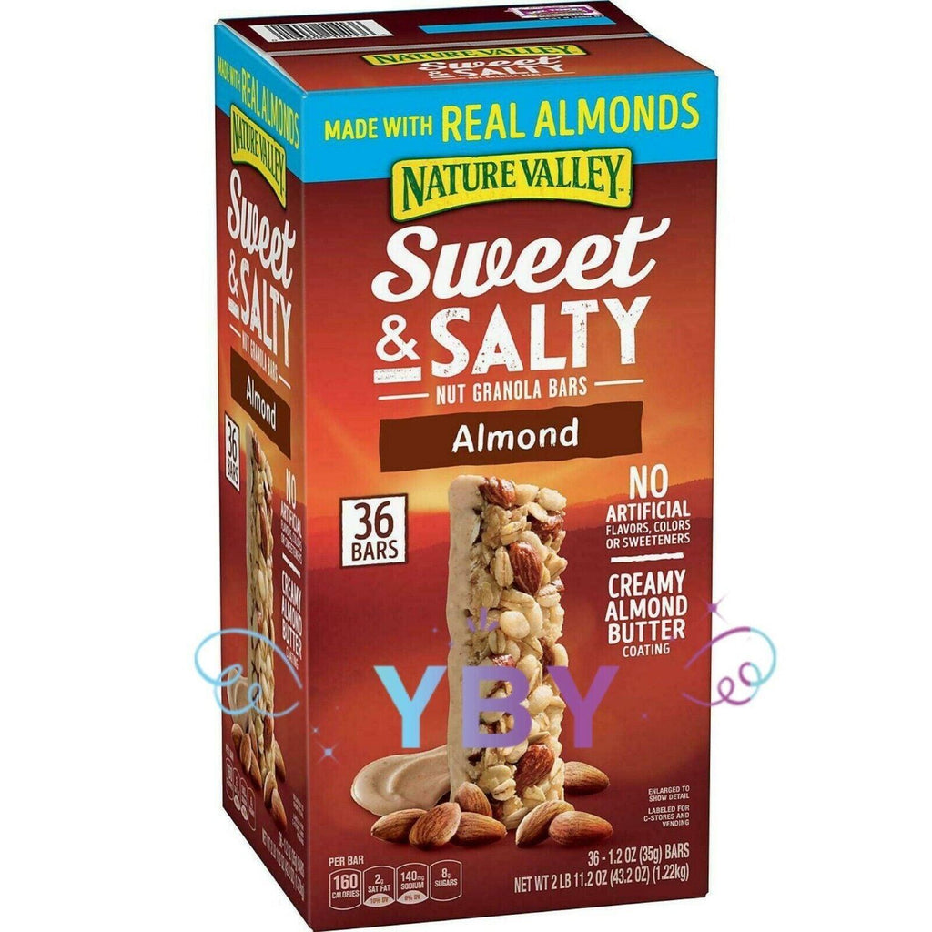 2 Packs Nature Valley Sweet and Salty Nut Almond Granola Bars 36 Ct 43.2 Oz=72Ct