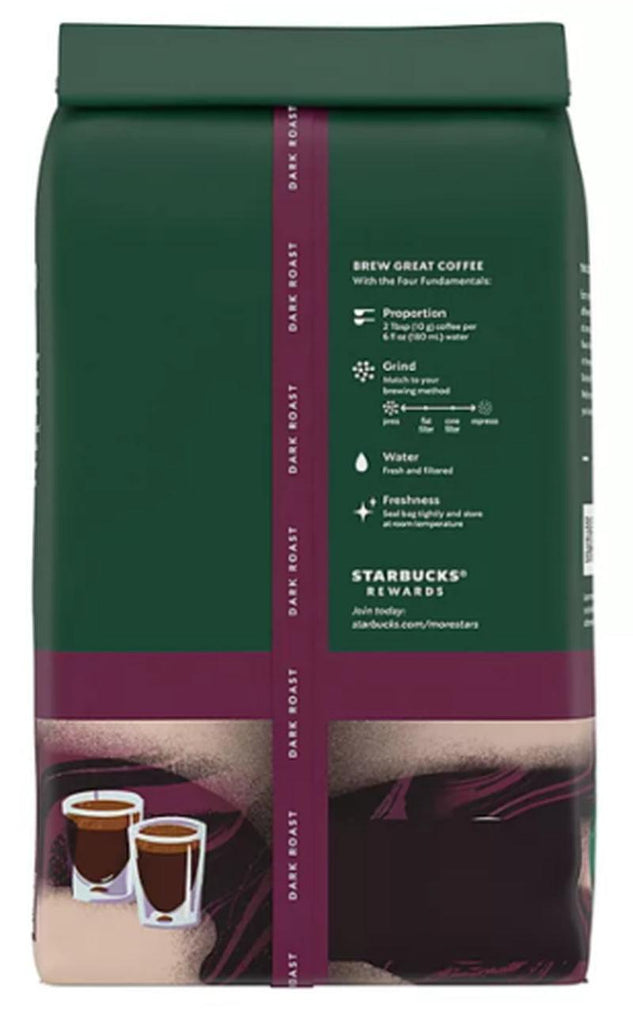 2 Packs Starbucks Espresso Dark Roast Whole Bean Coffee 40 Oz Each Pack = 80 Oz