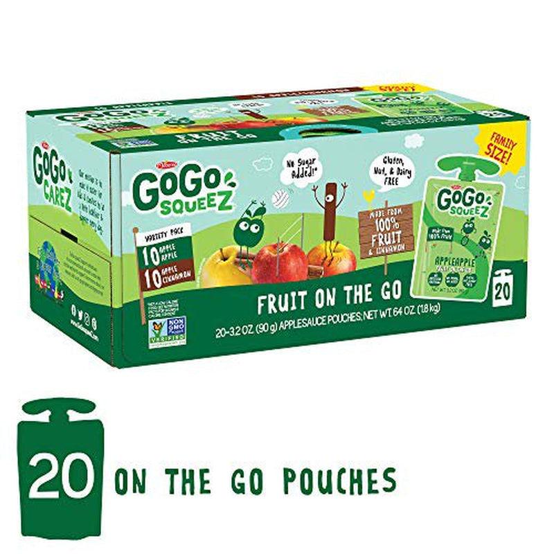 (20 Pack) Gogo Squeez Apple and Cinnamon Applesauce Pouch, 3.2 Oz, 20 Pack