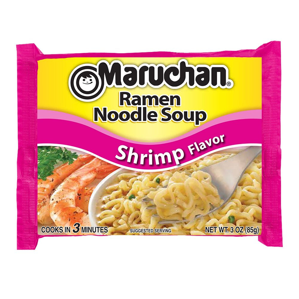 (24 Pack) Maruchan Shrimp Flavor Ramen Noodle Soup, 3 Oz, 12 Count Shelf Stable Packages