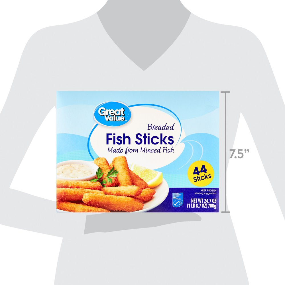 Great Value Breaded Fish Sticks, 24.7 Oz, 44 Count (Frozen)