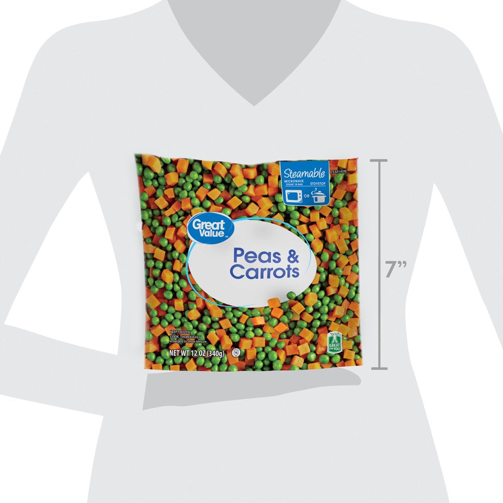 Great Value Frozen Peas & Carrots, Gluten-Free, 12 Oz Steamable Bag