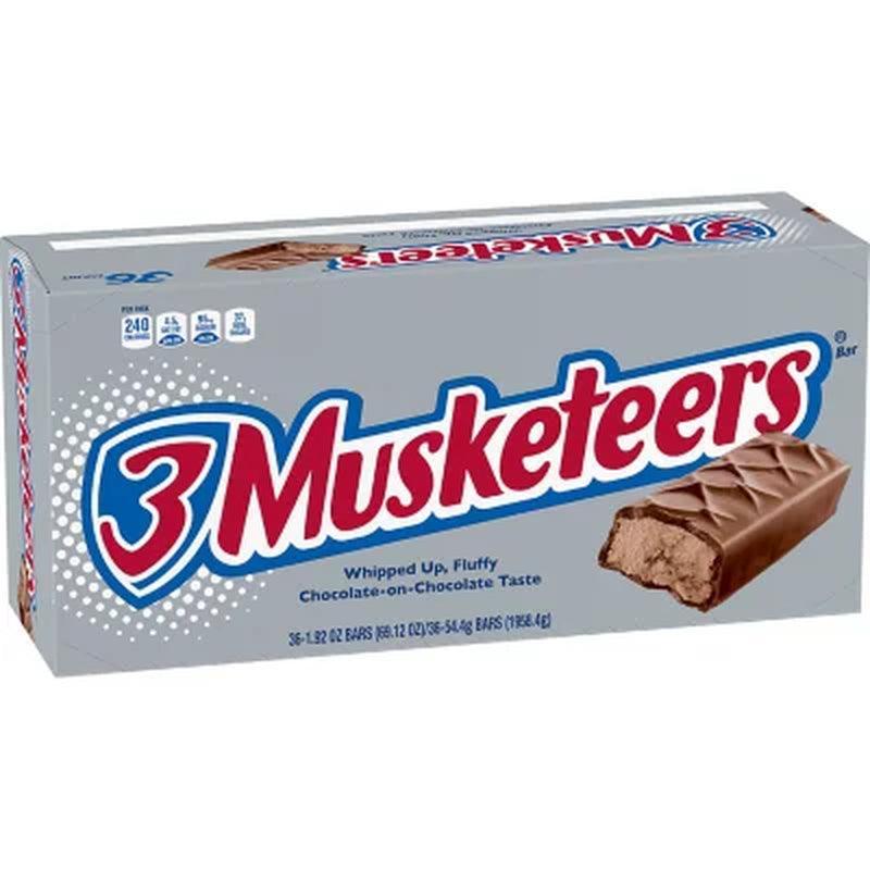 3 Musketeers Chocolate Candy Bars Full Size Bulk Pack (1.92 Oz., 36 Ct.)