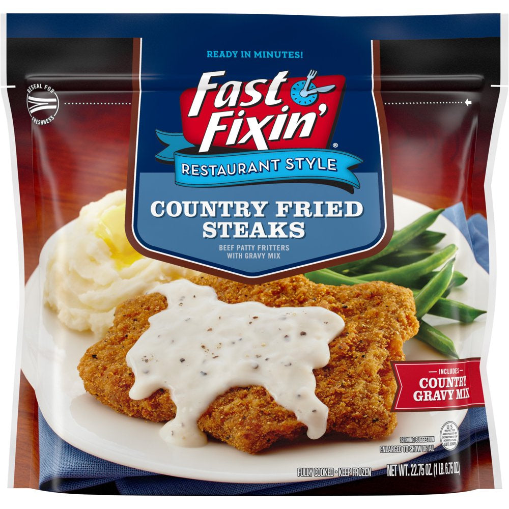 Fast Fixin' Restaurant Style Country Fried Steak with Gravy, 1.4 Lb Bag (Frozen)