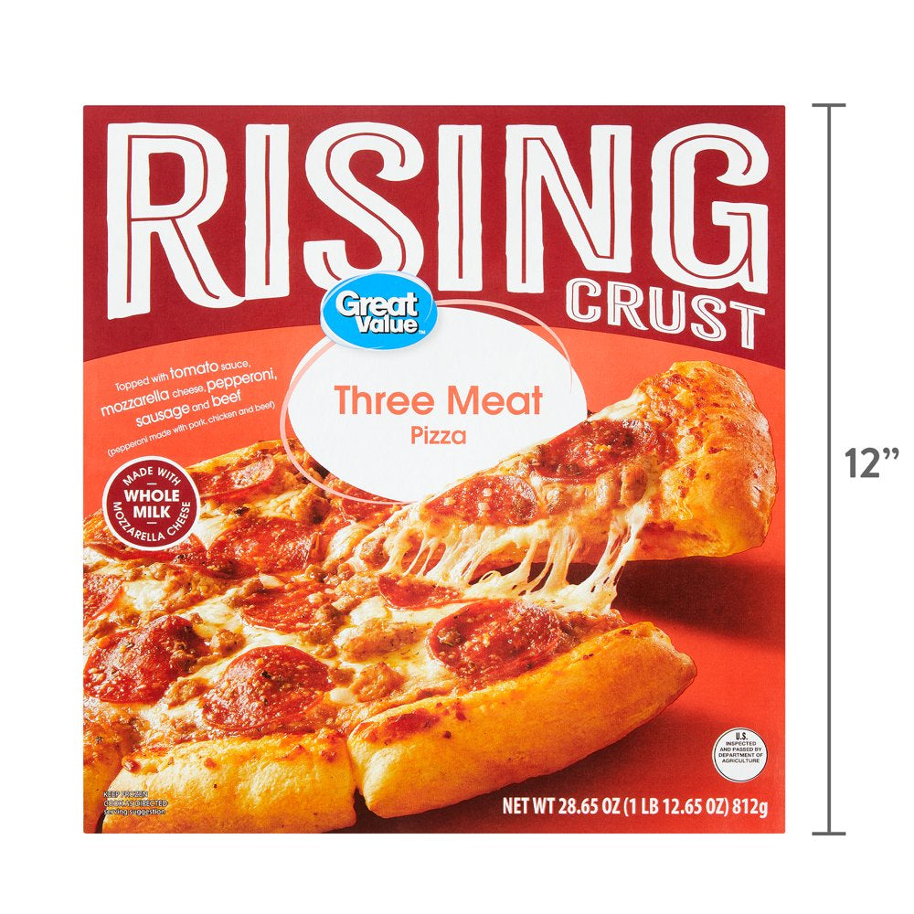 Great Value Rising Crust Three Meat Pizza, 29.45 Oz (Frozen)