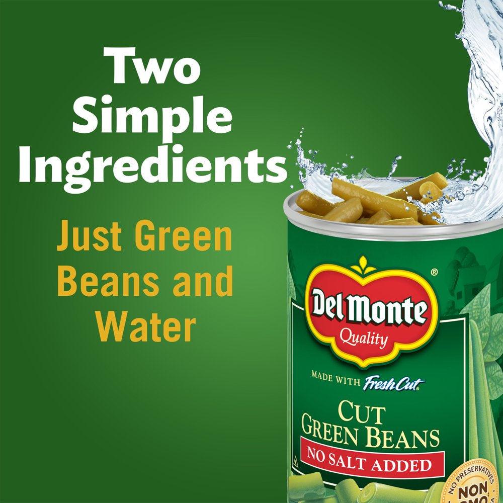 (4 Cans) Del Monte Green Beans No Salt Added, 14.5 Oz Can