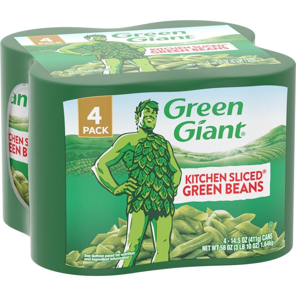 (4 Cans) Green Giant Kitchen Sliced Green Beans, Shelf Stable, 14.5 Oz